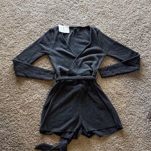 Dark grey Wrap Knit Romper